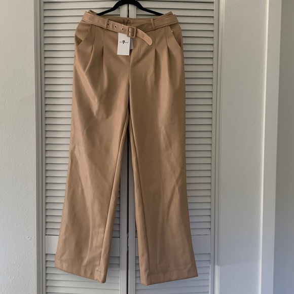 7 For All Mankind Pants - 🔥🔥TREND ALERT🔥🔥 7 For All Mankind Tan Wide Legs Faux Leather Pants. Size M